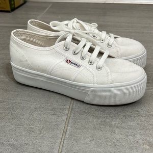 High rise white Superga sneakers in size 38